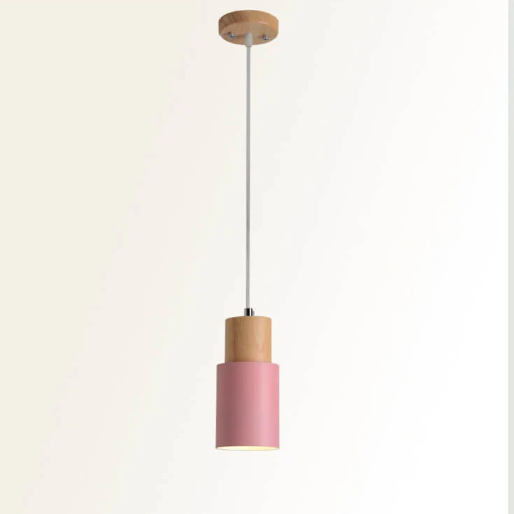 Minimalist Wood Cylinder LED Pendant Light
