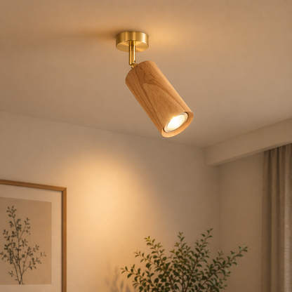 Modern Wood Cylinder Spotlight Ceiling Light