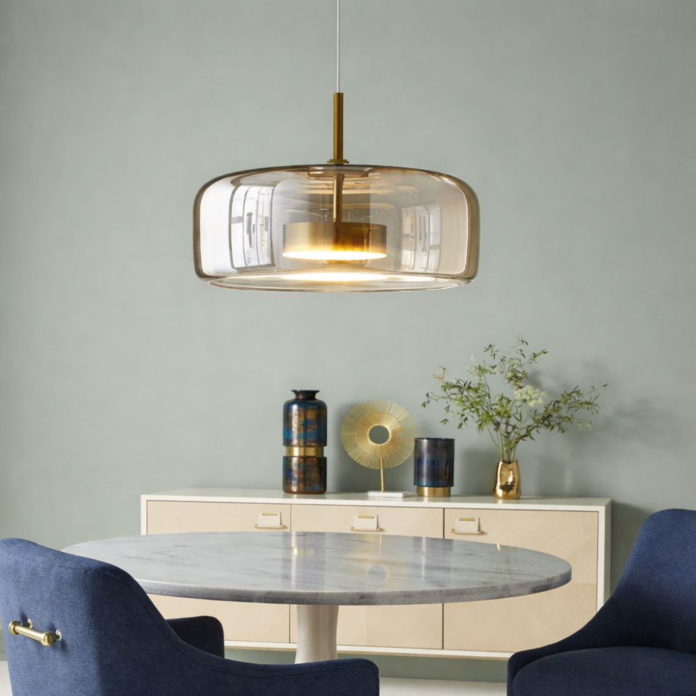 WOMO Drum Blown Glass Pendant Light-WM2145