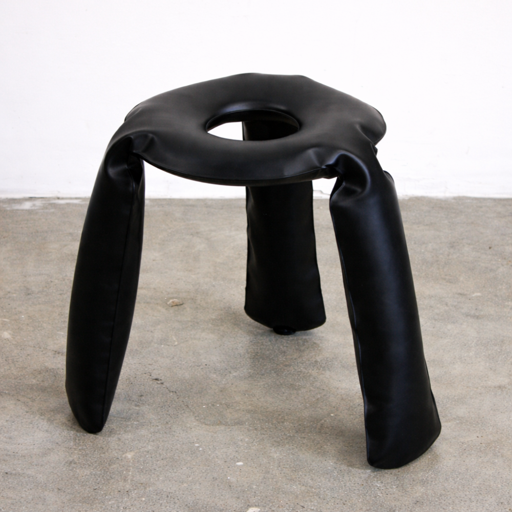 Sculpted Stainless Steel Puffy Stool