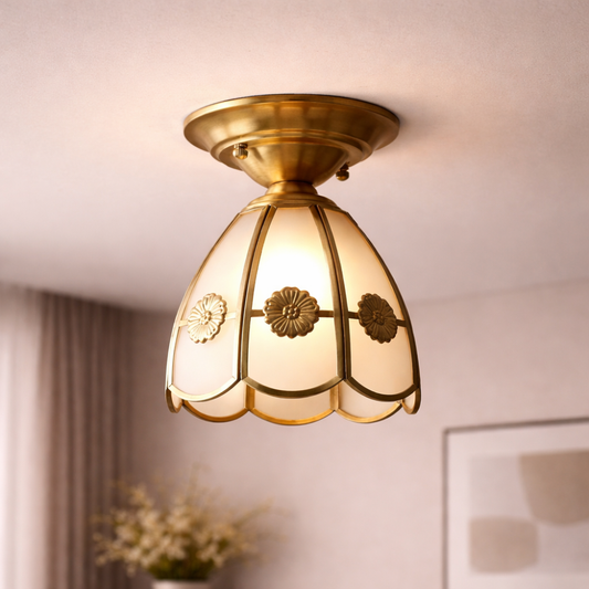 Minimalist Scalloped Glass Flush Mount Light
