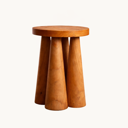 Sculpted Solid Wood Sable Stool