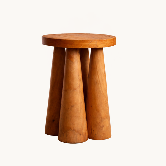 Sculpted Solid Wood Sable Stool