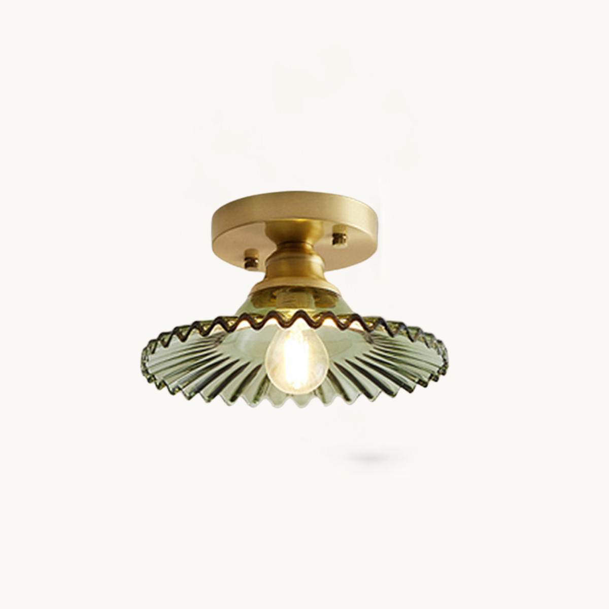 Ribbed Glass Flush Mount Ceiling Light