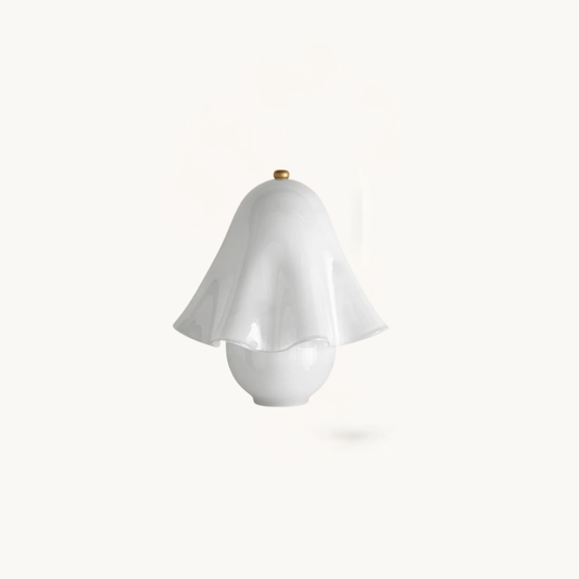 Rayvia French Rretro Handmade White Glass Table Lamp With Copper Accent