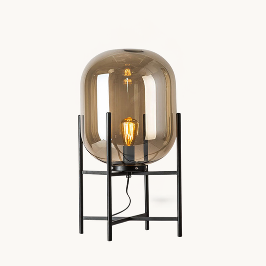 Modern Industrial Smoke Gray Glass Floor Lamp