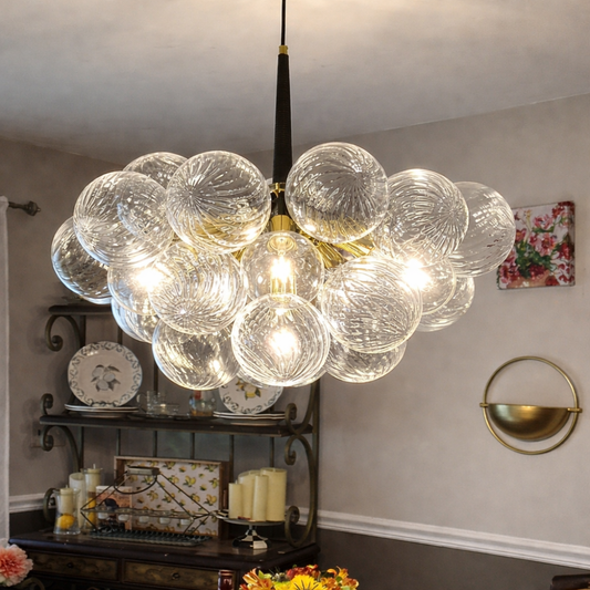 Ribbed Glass Cluster Bubble Chandelier