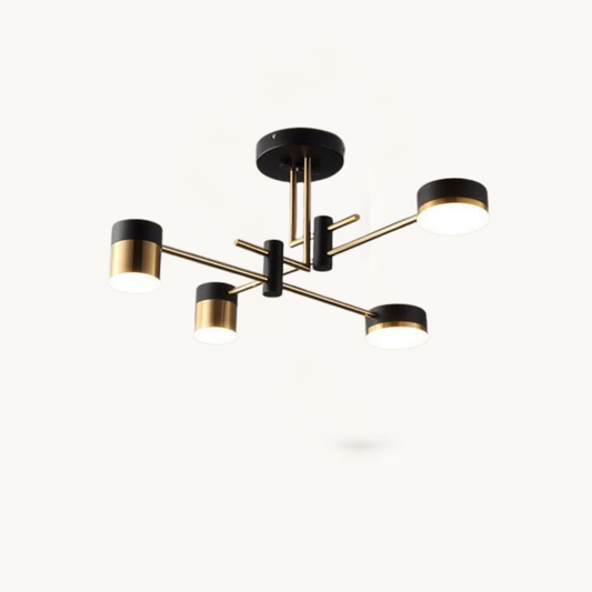Modern Black Gold Multi-Light Ceiling Fixture