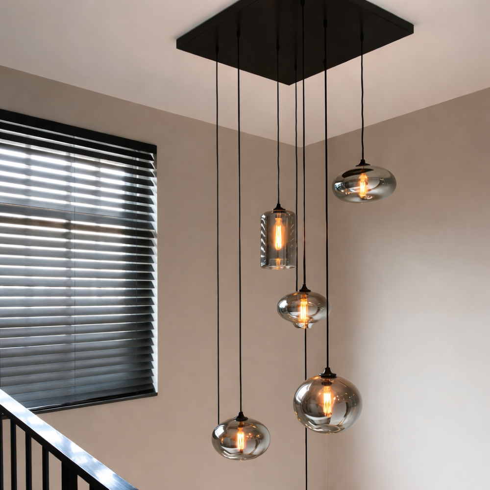 Smoked Glass Foyer Chandelier