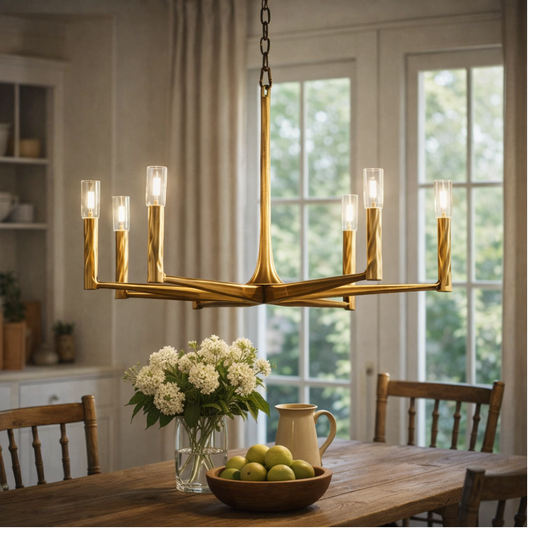 Sculpted Brass Linear Chandelier