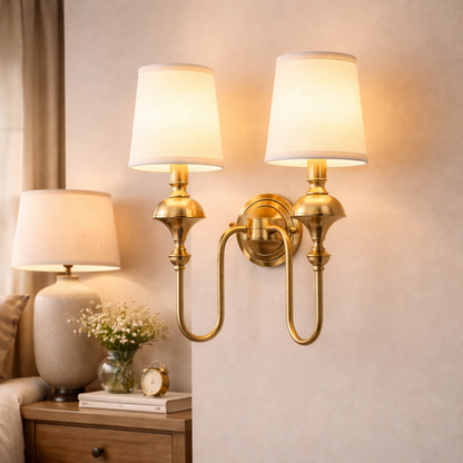 Double Fabric Shade Wall Lamp