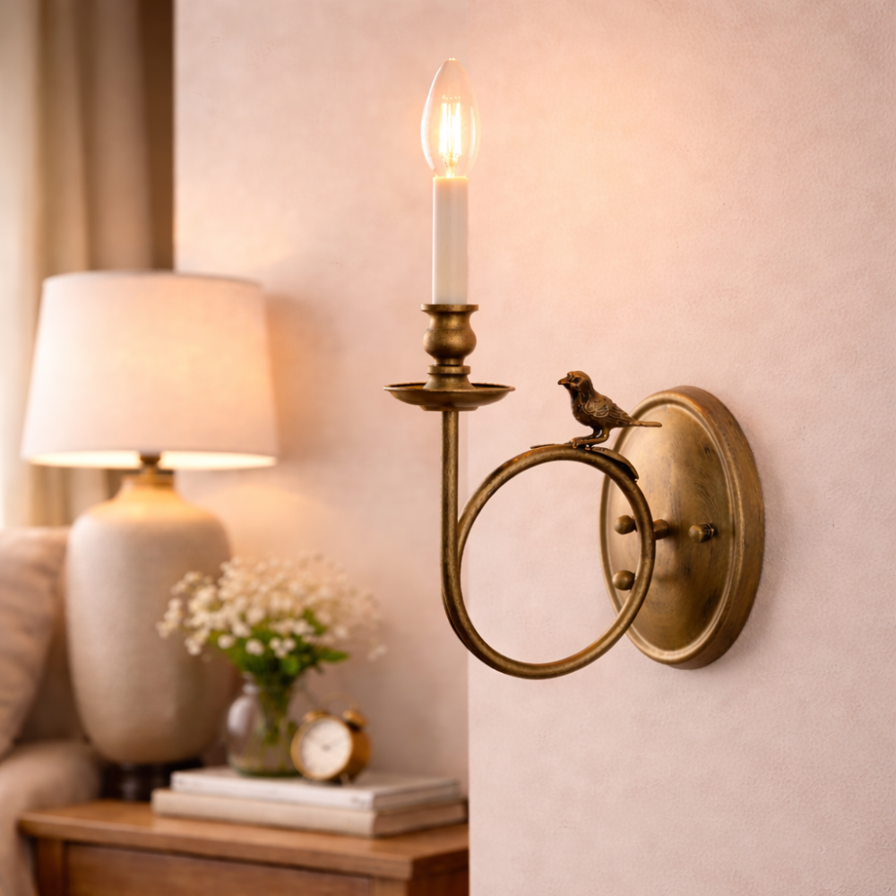 Ornate Brass Candle Wall Sconce