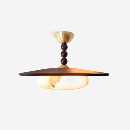 Wood and Stone Ceiling Light