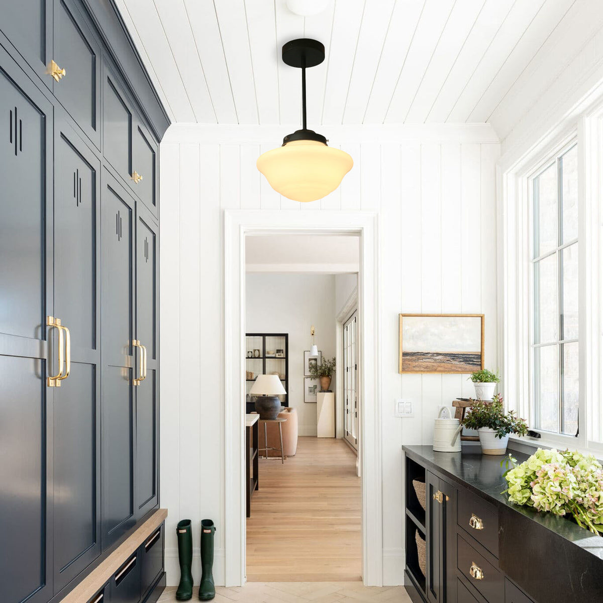 Deco Milk Glass Ceiling Light