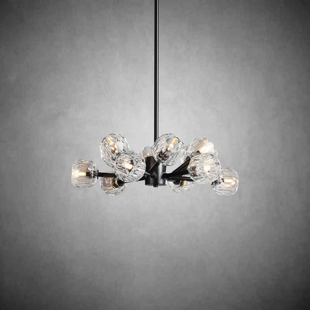 Crystal Orb Brass Chandelier