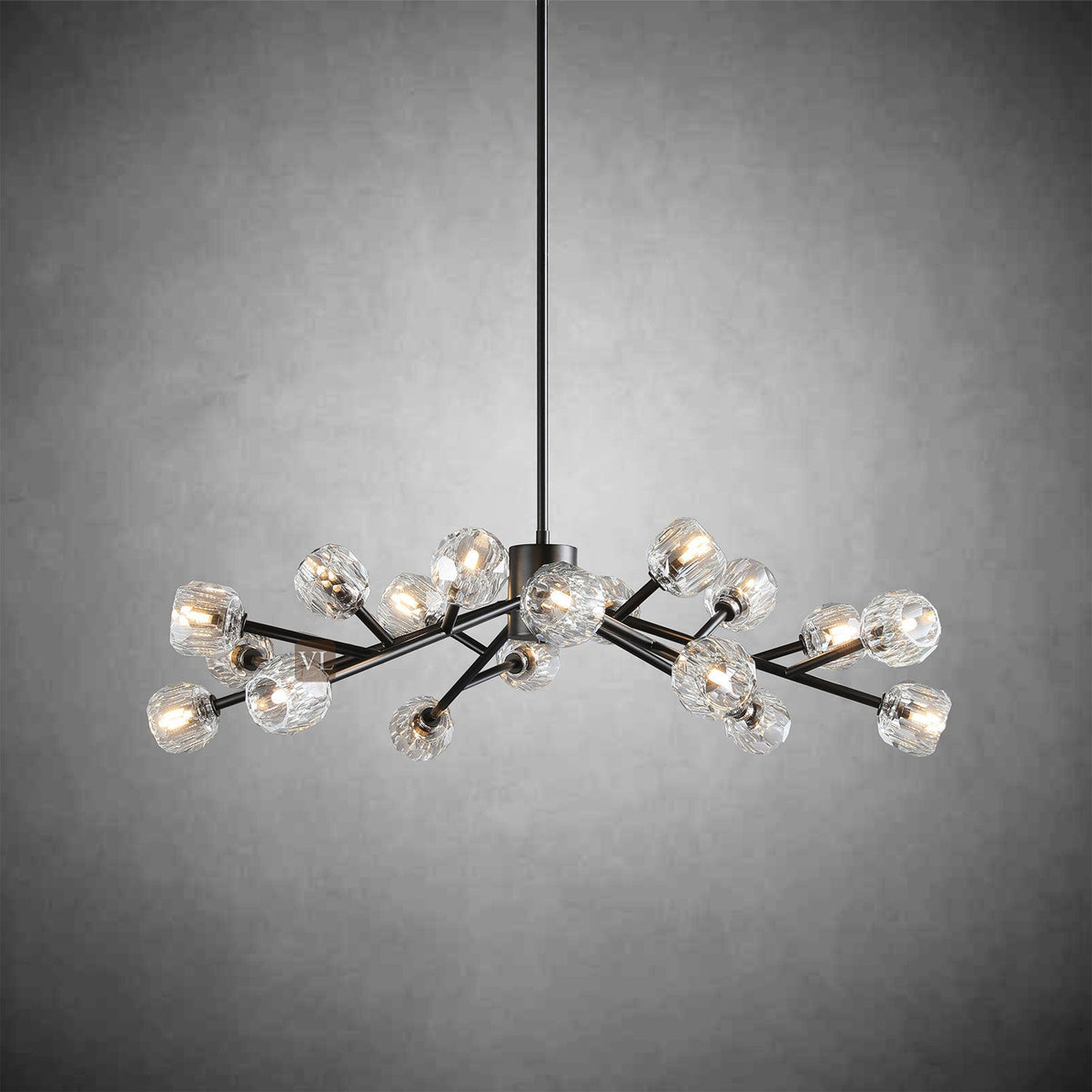 Crystal Orb Brass Chandelier