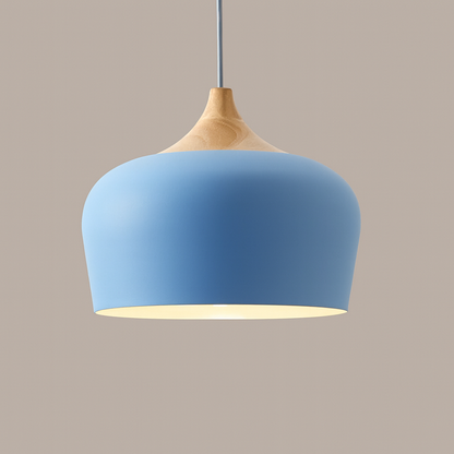 Modern Pastel Wood Accent Pendant Light