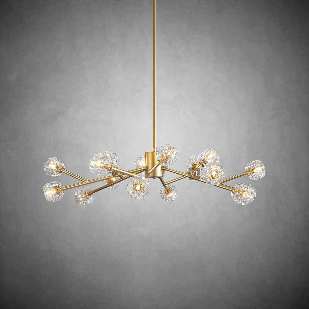 Crystal Orb Brass Chandelier