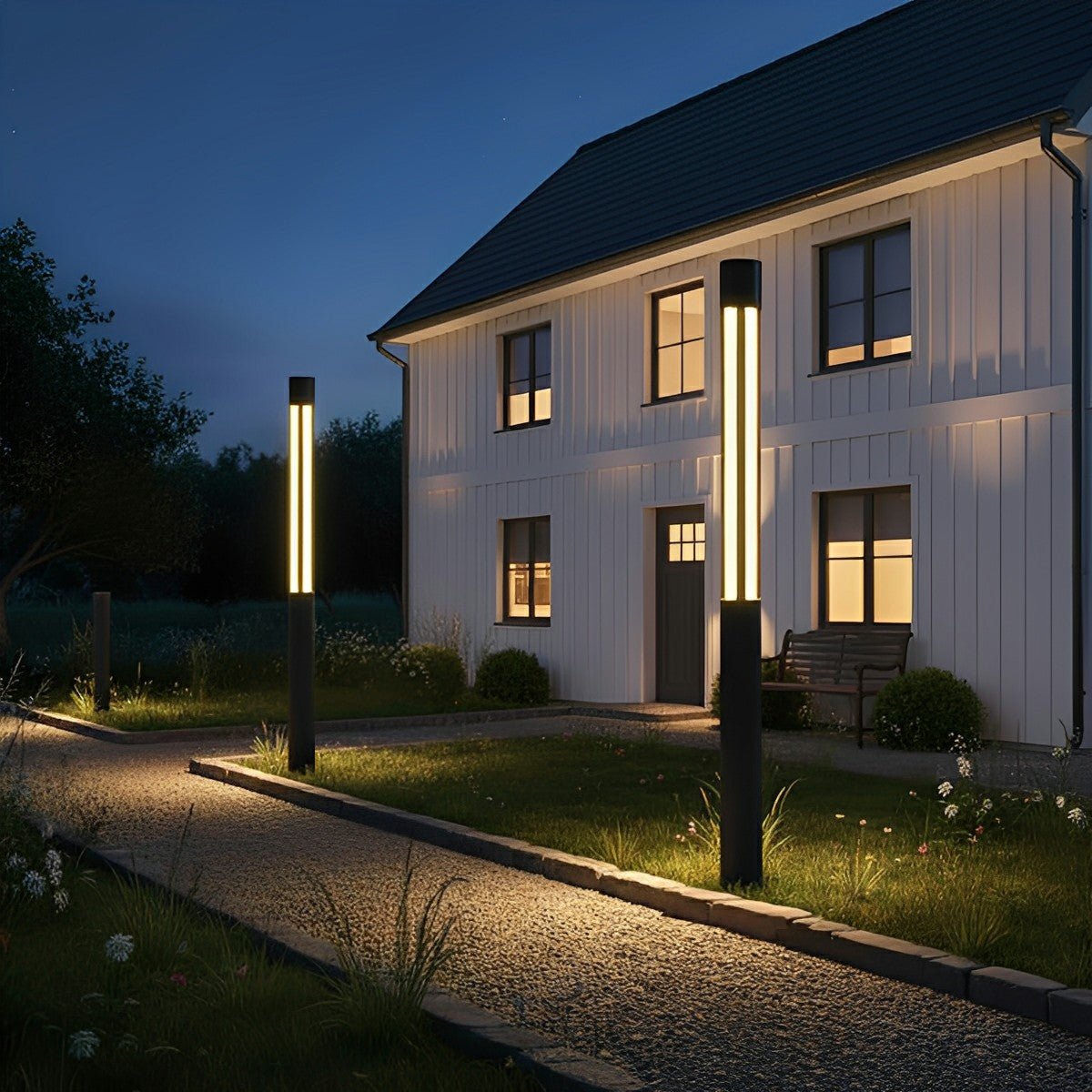 Cylinder LED Black Modern Outdoor Post Lights Street Light