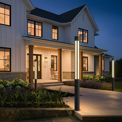 Cylinder LED Black Modern Outdoor Post Lights Street Light