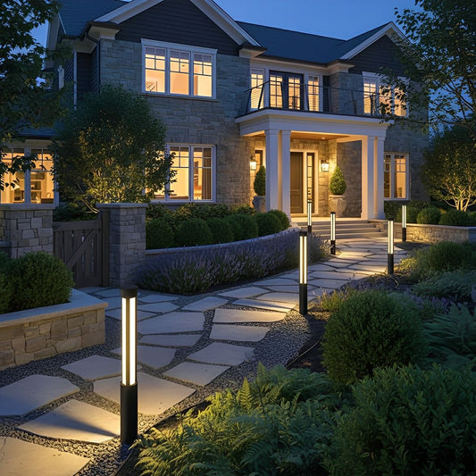 Cylinder LED Black Modern Outdoor Post Lights Street Light