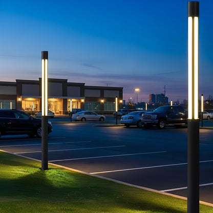 Cylinder LED Black Modern Outdoor Post Lights Street Light
