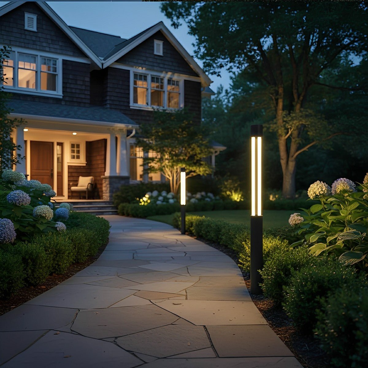 Cylinder LED Black Modern Outdoor Post Lights Street Light