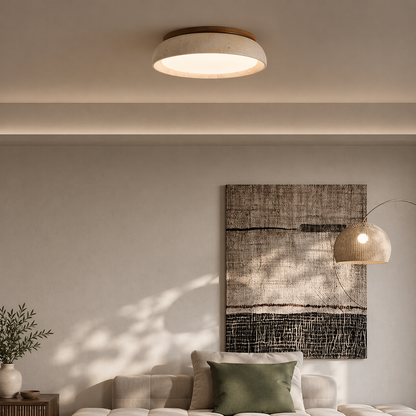 Travertine Stone Flush Ceiling Light