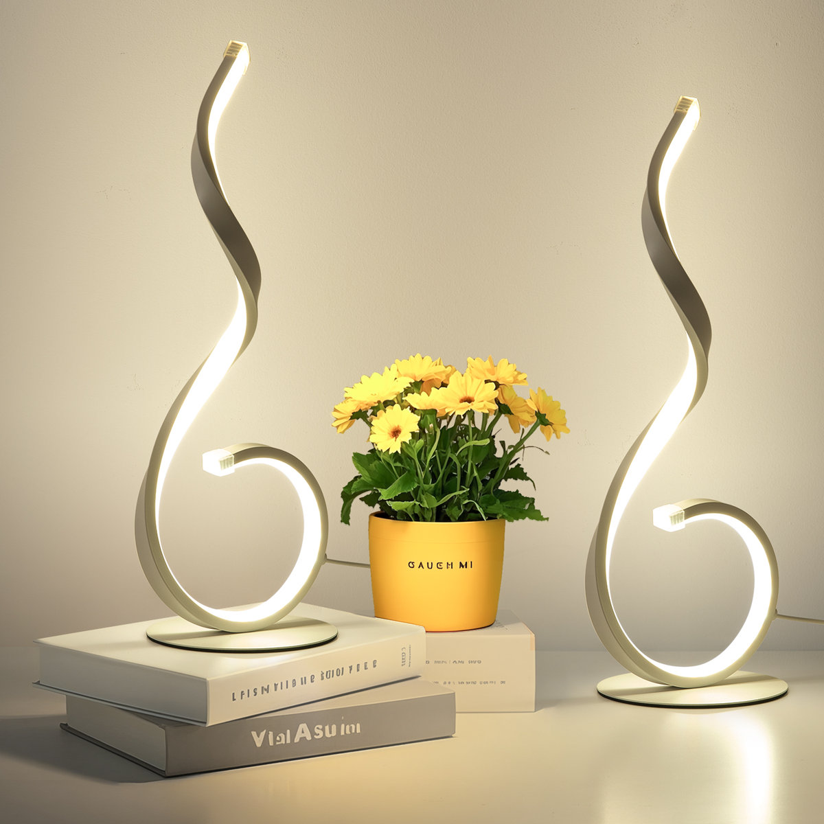 2Pcs Modern Spiral Table Lamps