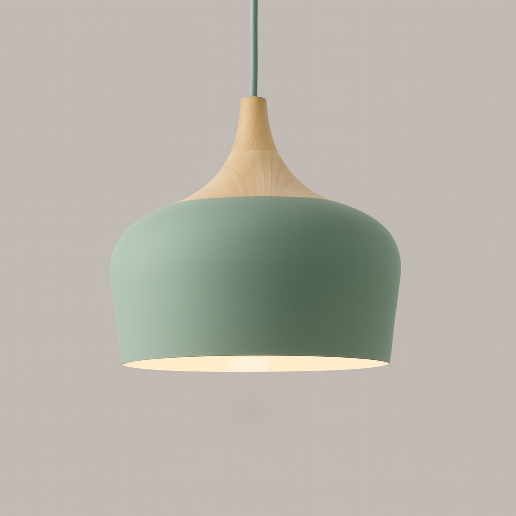 Modern Pastel Wood Accent Pendant Light