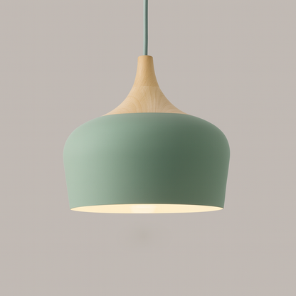 Modern Pastel Wood Accent Pendant Light