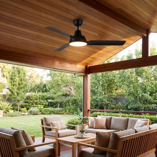 Aero 52" AC Ceiling Fan with Optional LED Light – styled in a room
