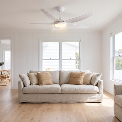Ellis 52" / 56" DC Ceiling Fan with LED Light – styled in a room