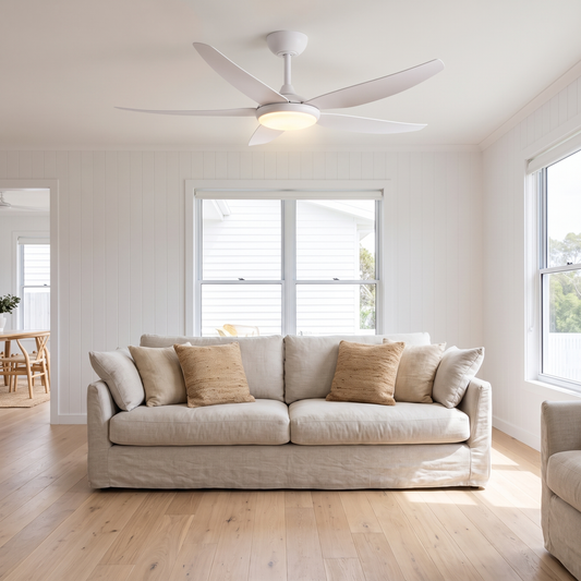 Ellis 52" / 56" DC Ceiling Fan with LED Light – styled in a room