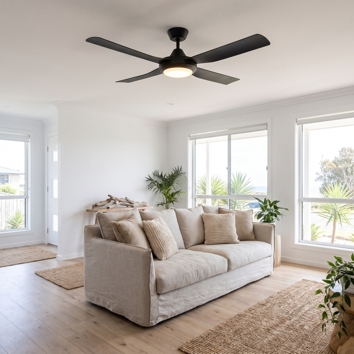 Bondi 48" / 52" AC Ceiling Fan with Optional LED Light – styled in a room