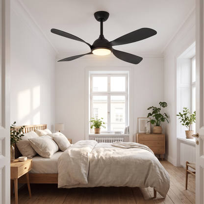 Hampton 52" Smart Wi-Fi DC Ceiling Fan – styled in a room