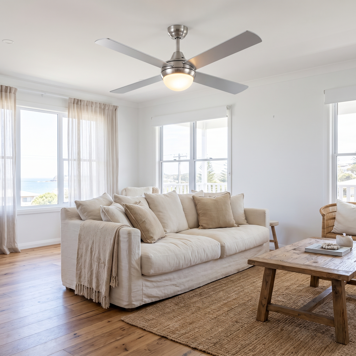 Lonsdale 52" AC Ceiling Fan with Timber Blades – styled in a room
