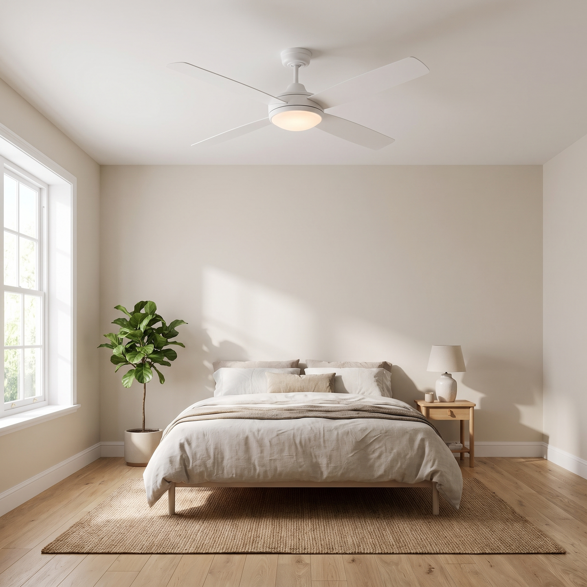 Breeze 52" Ceiling Fan with Optional LED Light – styled in a room