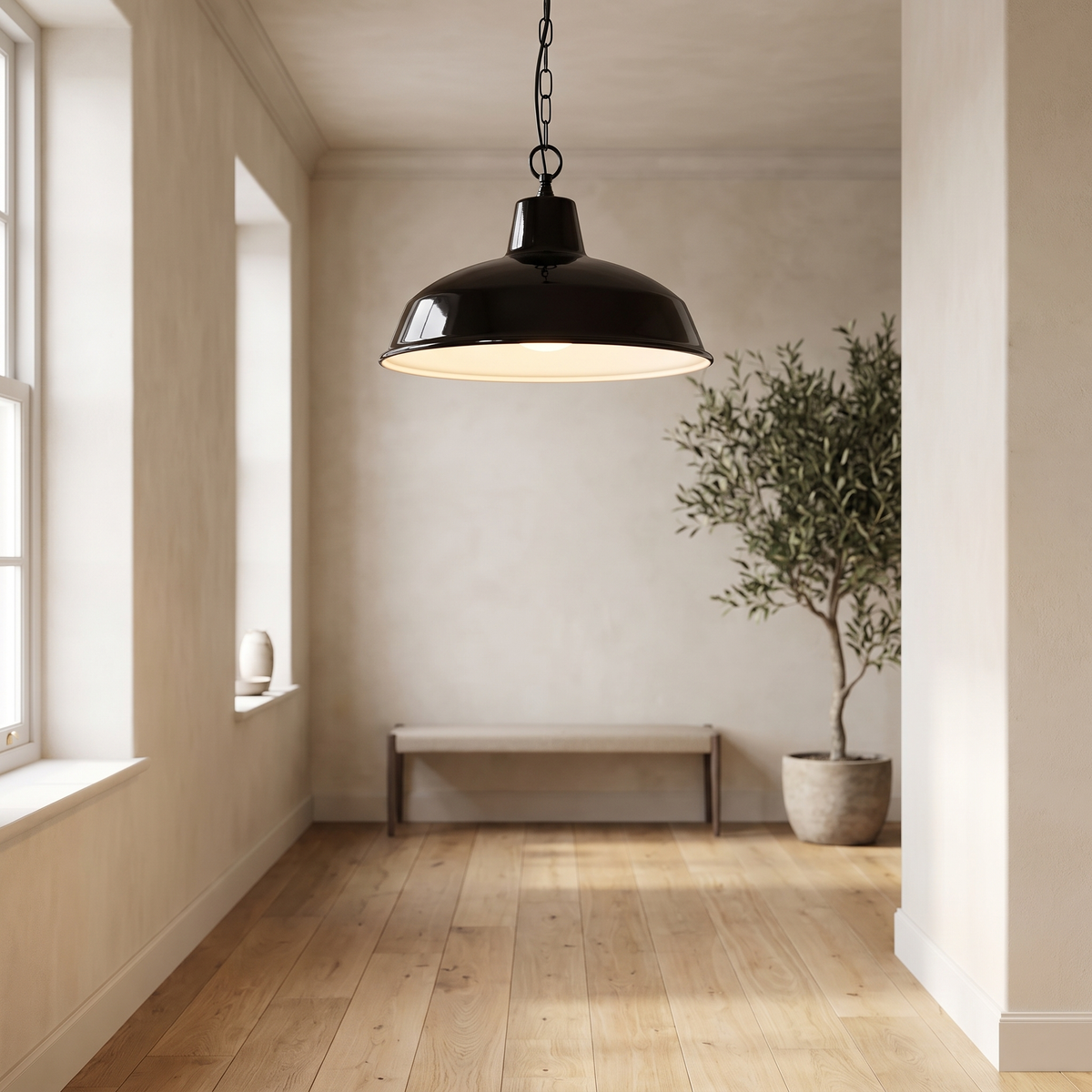 Industrial Chain Pendant Light – styled in a room