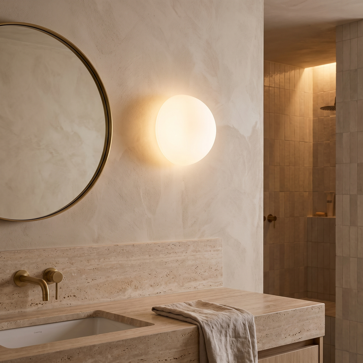 Orb Dome Mirror Wall Light – styled in a room