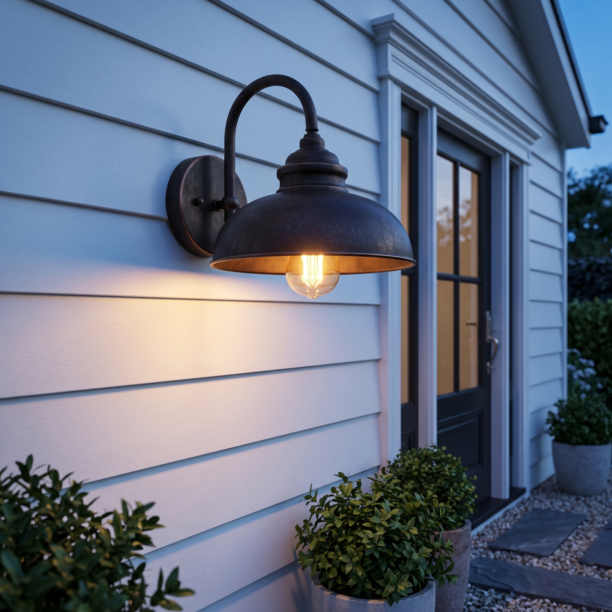 Whitby Dome Exterior Wall Light – styled in a room