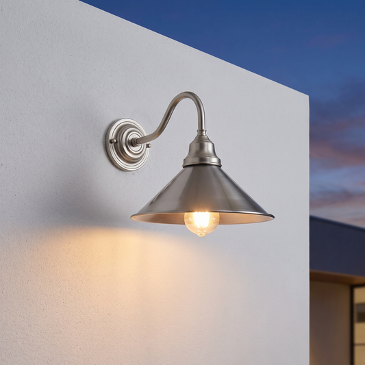Cone Gooseneck Outdoor Wall Light – styled in a room