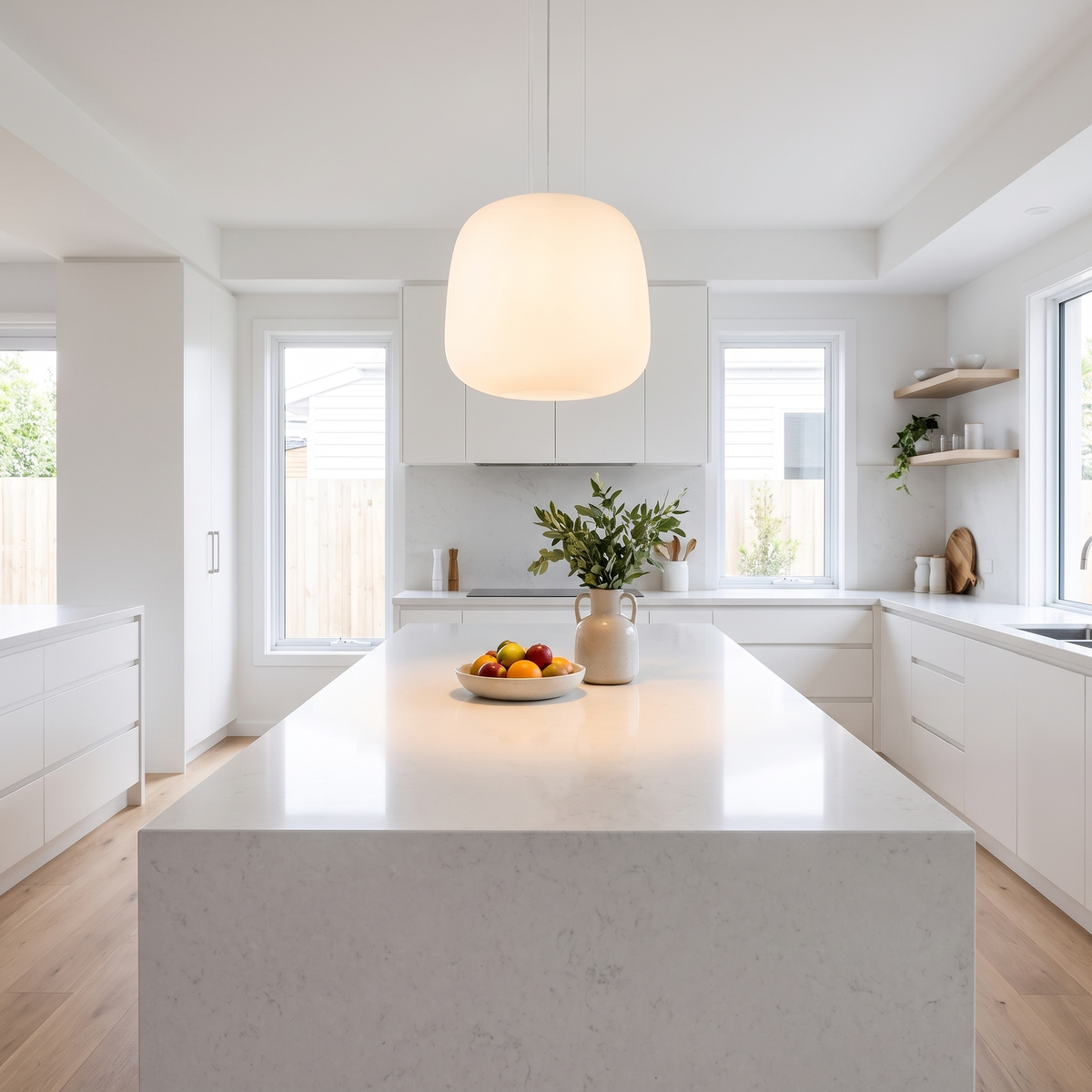Organic Frosted Glass Pendant Light – Small – styled in a room