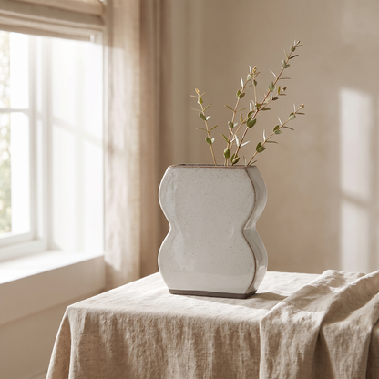 Form Glazed Ceramic Vase – Haze – styled in a room