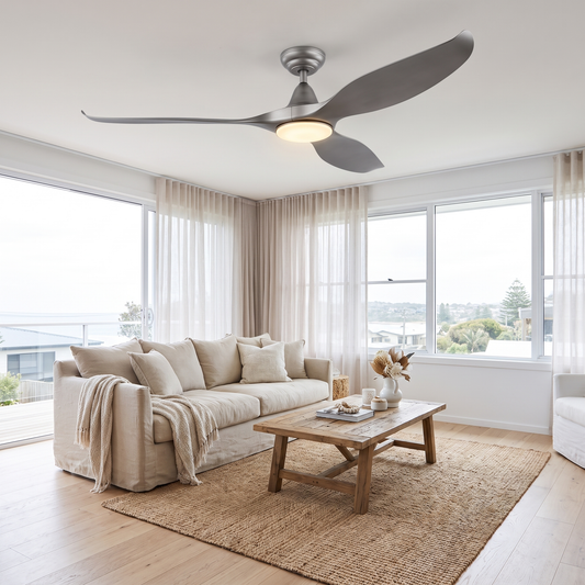 Haven 60" DC Ceiling Fan with LED Light – styled in a room