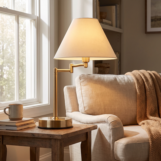 Classic Swing Arm Touch Table Lamp – styled in a room