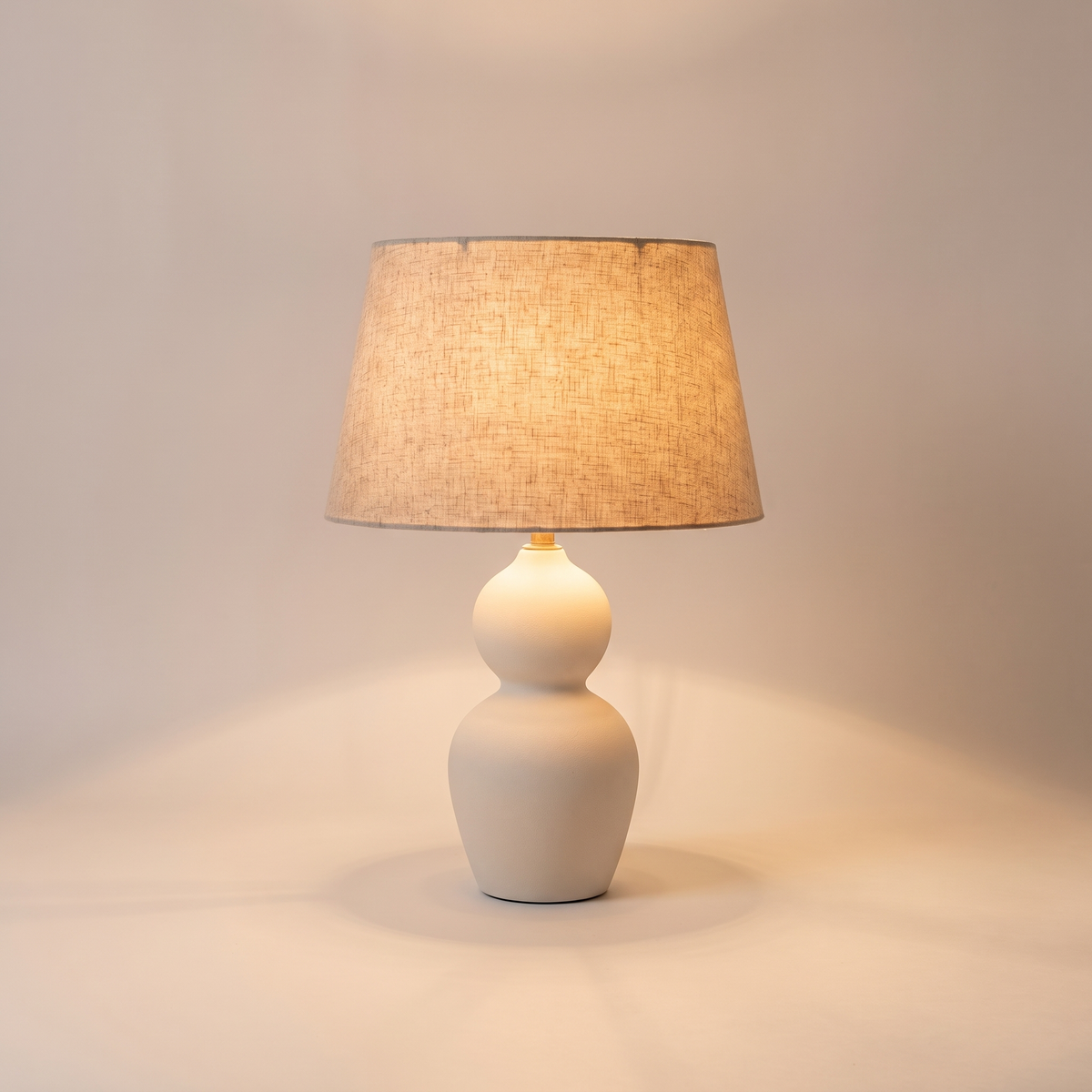 Mila Ceramic Table Lamp with Linen Shade – studio product shot