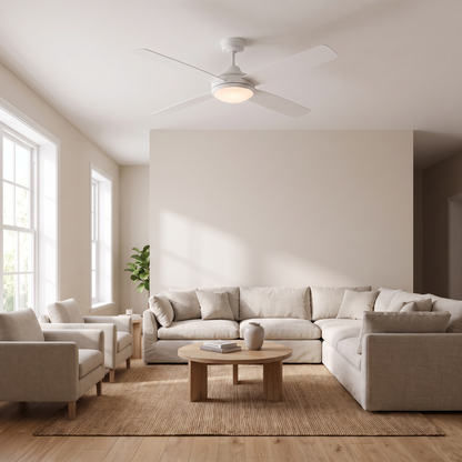 Breeze 52" Ceiling Fan with Optional LED Light – shown in a room for scale