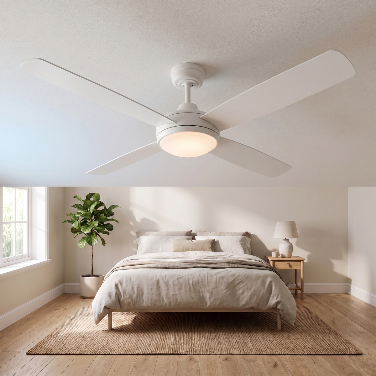 Breeze 52" Ceiling Fan with Optional LED Light – view from below