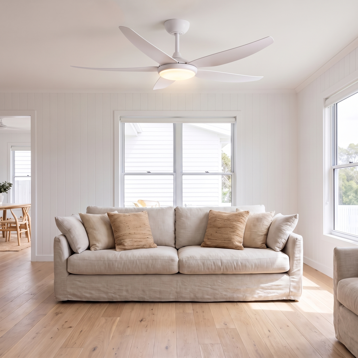 Ellis 52" / 56" DC Ceiling Fan with LED Light – shown in a room for scale